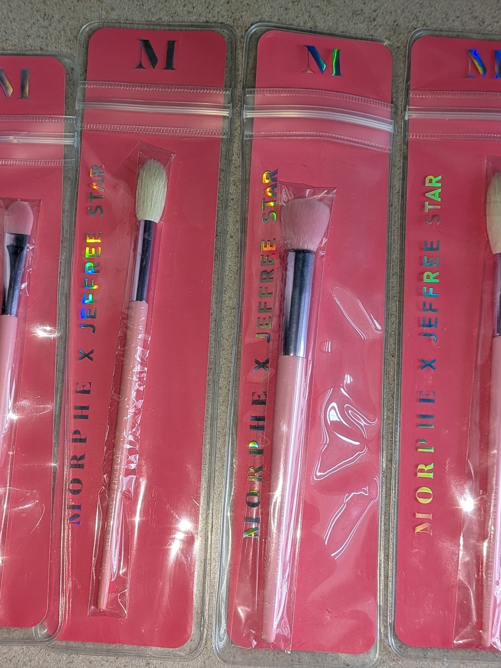 Morphe Pink Makeup Brush with Black Ferrule - Set Display